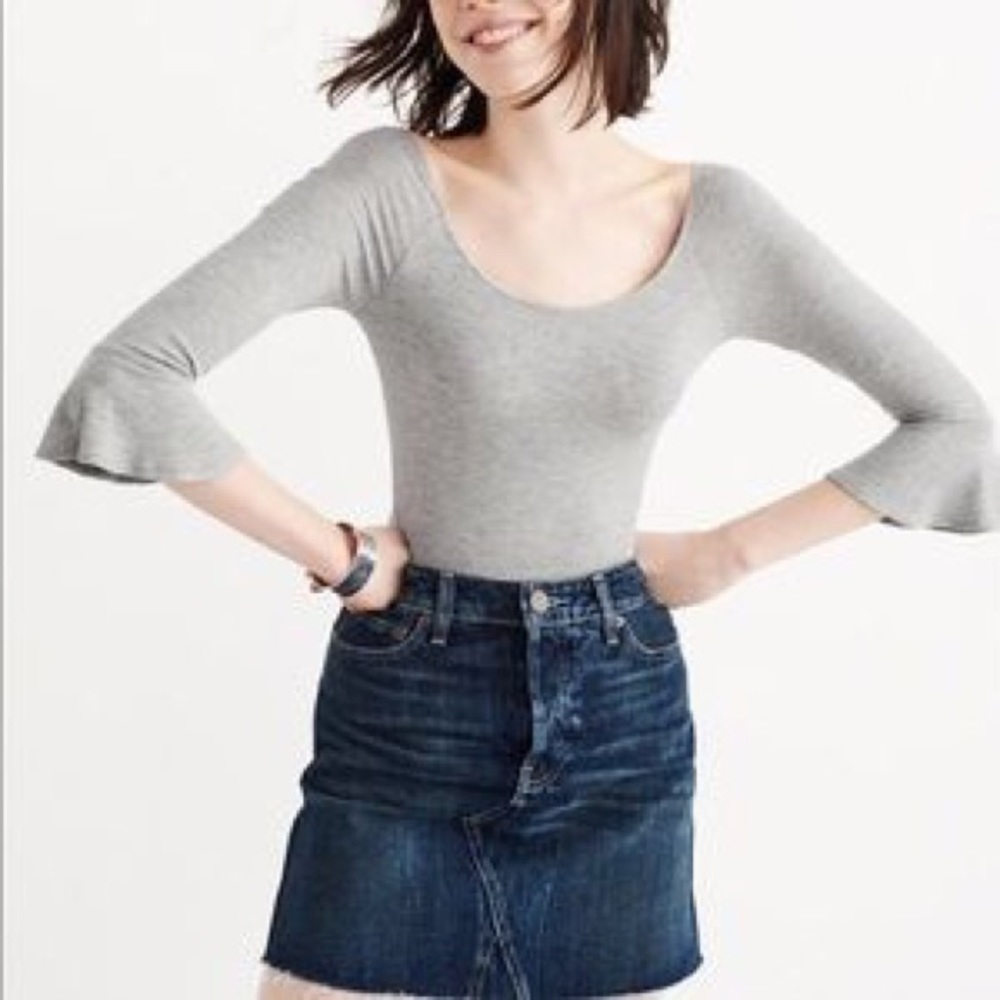 ribbed bell sleeve bodysuit | Abercrombie & Fitch